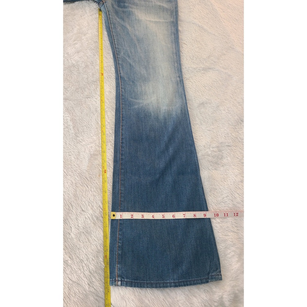 Y2K 7 For All Mankind Crinkle Pocket Bootcut Flare Jeans Light Wash Blue 29 - Picture 4 of 11